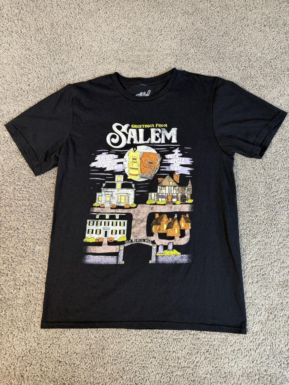 The Lost Bros Shirt Mens Small Black Salem Graphic Print Crew Neck Halloween Tee